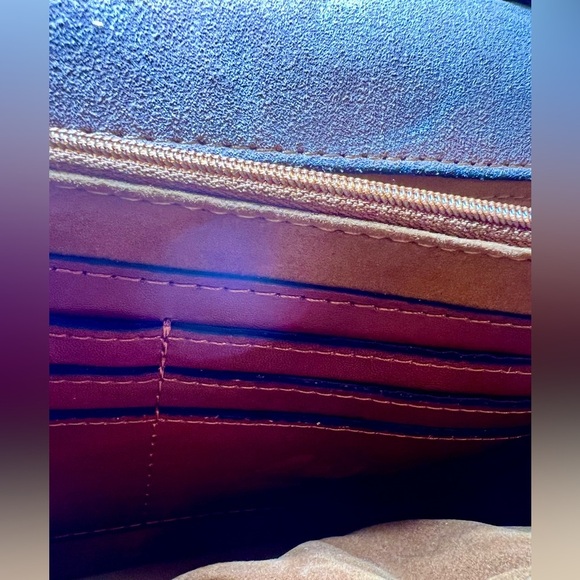 Patricia Nash Leather Lanza Crossbody Organizer with Cut-out Denim Tooling - Picture 9 of 13